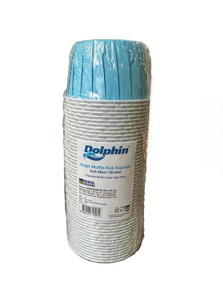 Dolphin Muffin Kağıt Karton Mavi Cupcake Kek Kalıbı Kapsülü Kabı - 50 Adetlik 1 Paket ürün görseli 1