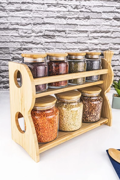 Bambum  Bench - 8 Parça 2 Katlı Standlı Baharatlık Seti ürün görseli 1