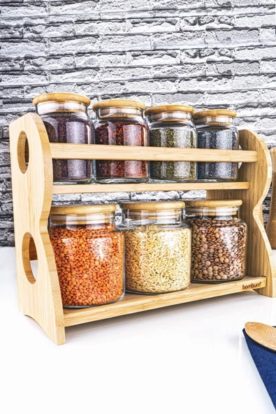 Bambum  Bench - 8 Parça 2 Katlı Standlı Baharatlık Seti - Resim 3