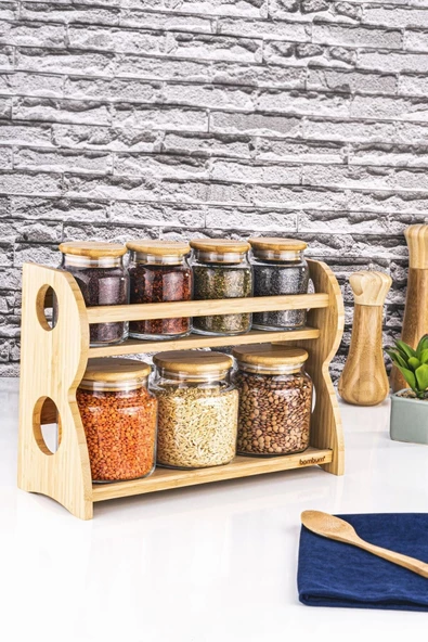 Bambum  Bench - 8 Parça 2 Katlı Standlı Baharatlık Seti - Resim 2