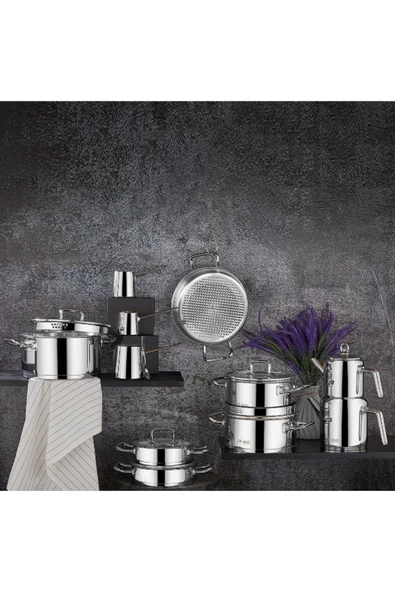 Aryıldız  Vento Prestige 20 Parça Ideal Set Çelik Çeyiz Tencere Seti ürün görseli 1