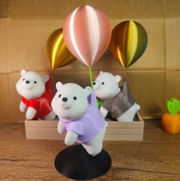 Balon Tutan Sevimli Ayı Figürü - Resim 4