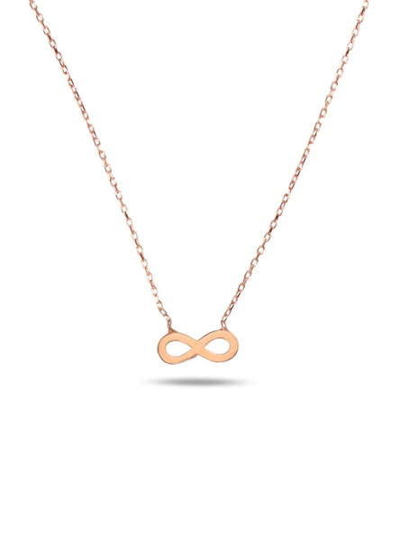 925 Ayar Rose Gold Sonsuzluk Model Sade Zarif Minimal Kadın Kolye ürün görseli 1