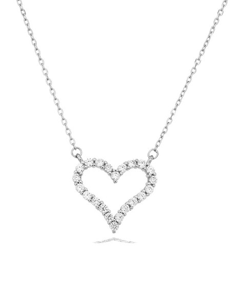 Diamond Swarovski Taşlı Kalp Kadın Gümüş Kolye ürün görseli 1