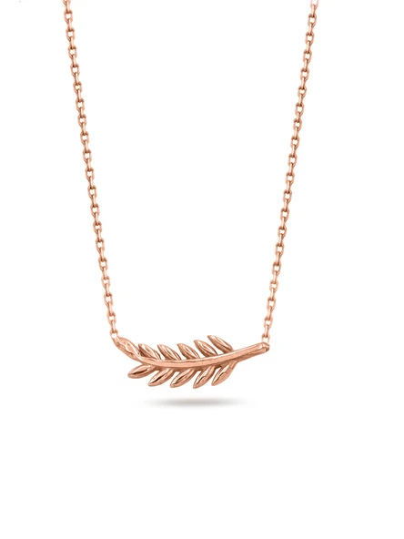 925 Ayar Rose Gold Başak Kadın Gümüş Kolye ürün görseli 1