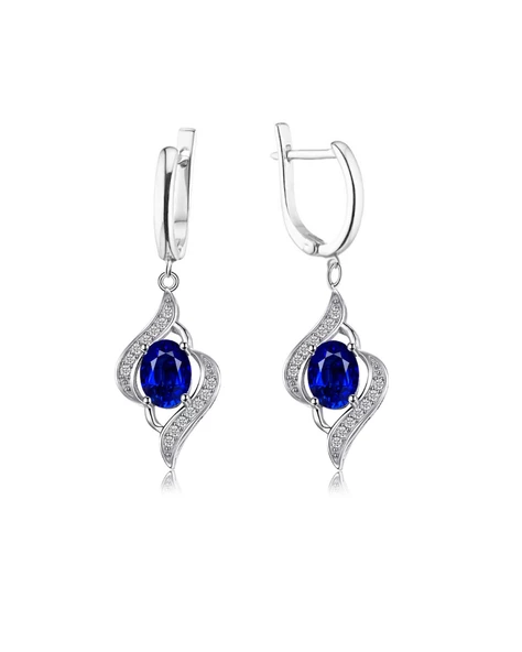 Safir Taşlı Gözyaşı Damla Model Sallantılı Kadın Gümüş Küpe ürün görseli 1