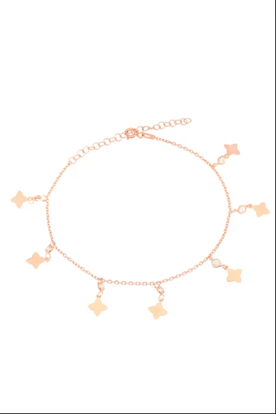 Rose Gold Sallantılı Taşlı Gümüş Kadın Ayak Halhal ürün görseli 1