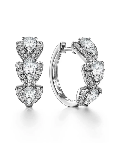 Zirconia Taşlı Diamond Stylish Night Halka Kadın Gümüş Küpe 17 MM ürün görseli 1