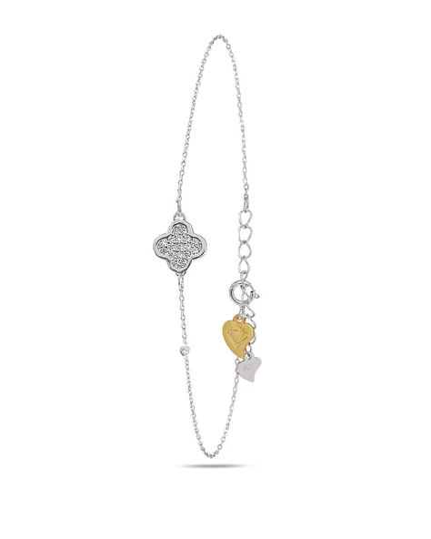 Luck Serisi Swarovski Taşlı Minimal Kadın Gümüş Bileklik ürün görseli 1