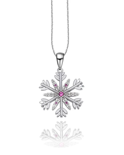Diamond Seri Özgün Tasarım Kar Tanesi Snowflake Gümüş Kolye ürün görseli 1