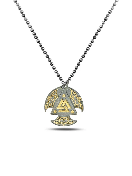 Antik Germen Valknut Erkek Gümüş Kolye ürün görseli 1