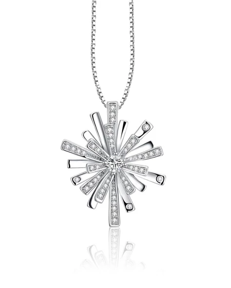 Swr Diamond Seri Elegant Design Kar Tanesi Kadın Gümüş Kolye ürün görseli 1