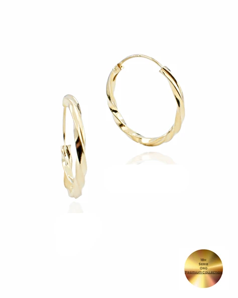 18k Serie Oro Sade Burgulu Halka Kadın Gümüş Küpe 20 MM ürün görseli 1