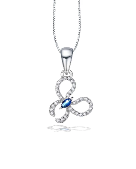 Safir Taşlı Işıltılı Kelebek Diamond Butterfly Kadın Gümüş Kolye ürün görseli 1