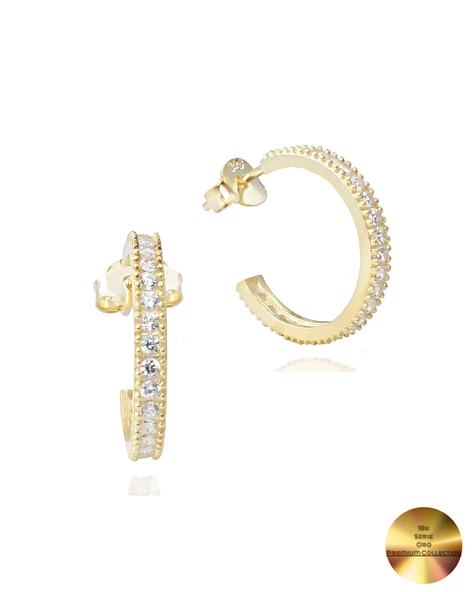 18k Serie Oro Tamtur Işıltı Dizilim Night Kadın Gümüş Küpe 18 MM ürün görseli 1