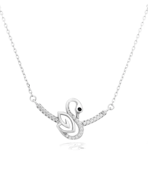 Diamond Serisi Zirkon Taşlı Kuğu Model Güzellik Gümüş Kadın Kolye ürün görseli 1