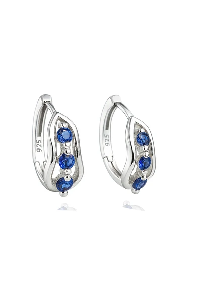Safir Taşlı Diamond Simple Style Halka Kadın Gümüş Küpe 17 MM ürün görseli 1