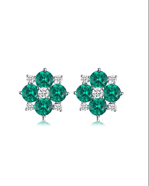 Zümrüt Taşlı Elegant Stylish Night Kadın Gümüş Küpe ürün görseli 1