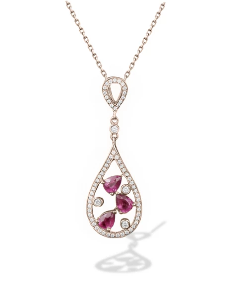 Rubalit Turmalin Rose Gold Histryum Kadın Gümüş Kolye ürün görseli 1