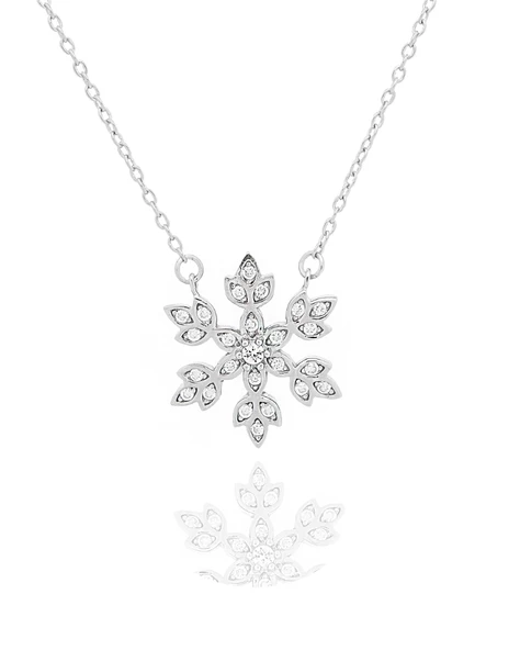 Diamond Seri Işıltılı Kar Tanesi Snowflake Kadın Gümüş Kolye ürün görseli 1