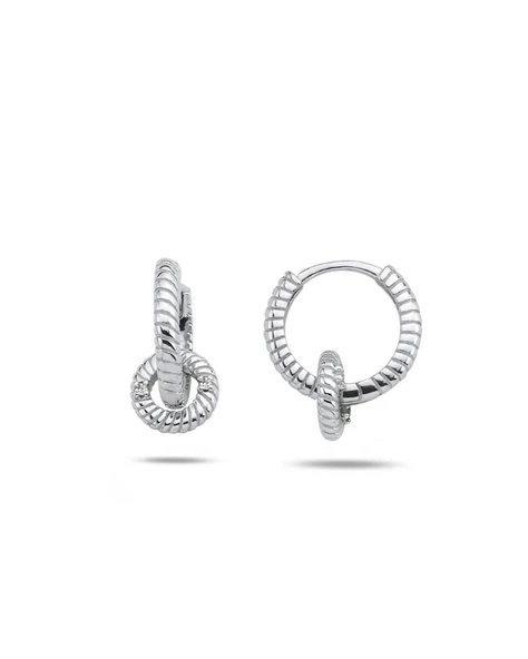 Sallantılı Snake Desen Halka Kadın Gümüş Küpe 13 MM ürün görseli 1