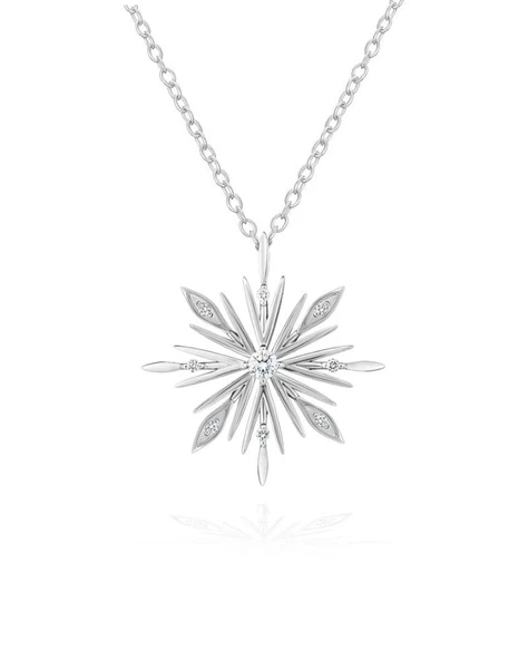 Diamond Seri Özel Tasarım Kar Tanesi Snowflake Kadın Gümüş Kolye ürün görseli 1