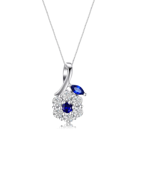Safir Zirkon Taşlı Minimal Model Stylish Night Kadın Gümüş Kolye ürün görseli 1