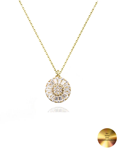 18k Serie Oro Baget Halka Minimal Kadın Gümüş Kolye ürün görseli 1
