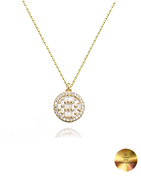18k Serie Oro Baget Taşlı Minimal Kadın Gümüş Kolye ürün görseli 1