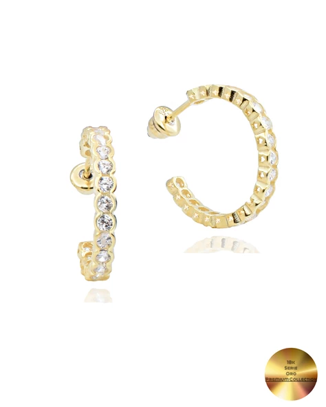 18k Serie Oro Gösterişli Tamtur Halka Kadın Gümüş Küpe 23 MM ürün görseli 1