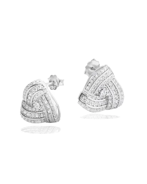 Diamond Business Üçgen Form Işıltılı Kadın Gümüş Küpe ürün görseli 1