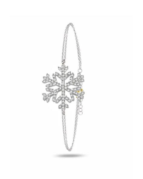Diamond Seri Zirkon Taşlı Kar Tanesi Snowflake Gümüş Bileklik ürün görseli 1