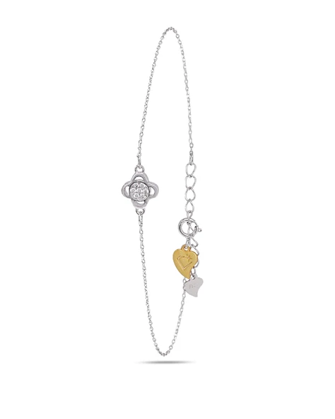 Luck Serisi Swarovski Taşlı Minimal Yonca Kadın Gümüş Bileklik ürün görseli 1