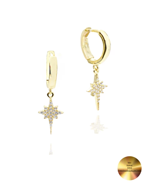 18k Serie Oro North Star Sallantılı Kadın Gümüş Küpe ürün görseli 1