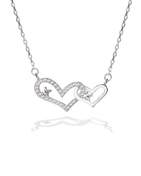 Diamond Serisi Minik Kalbim Tektaş Işıltılı Gümüş Kadın Kolye ürün görseli 1
