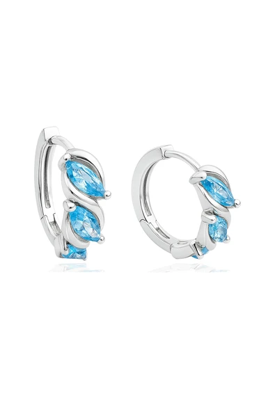 Aquamarin Marquise Diamond Night Halka Kadın Gümüş Küpe 17 MM ürün görseli 1
