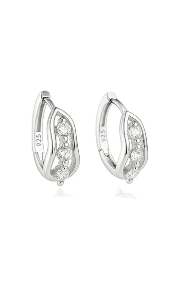 Zirkon Taşlı Diamond Simple Style Halka Kadın Gümüş Küpe 17 MM ürün görseli 1