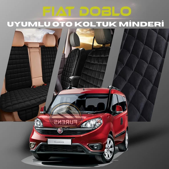 Fiat Doblo Siyah Renk Tay Tüyü Cepli & Terletmez Sırtlı Oto Koltuk Minder Seti - Koltuk Koruma Kılıfı (ÖN & ARKA TAM SET) ürün görseli 1