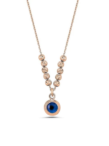 925 Ayar Göz Dorika Toplu Rose Gold Kadın Gümüş Kolye ürün görseli 1