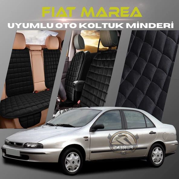 Fiat Marea Siyah Renk Tay Tüyü Cepli & Terletmez Sırtlı Oto Koltuk Minder Seti - Koltuk Koruma Kılıfı (ÖN & ARKA TAM SET) ürün görseli 1