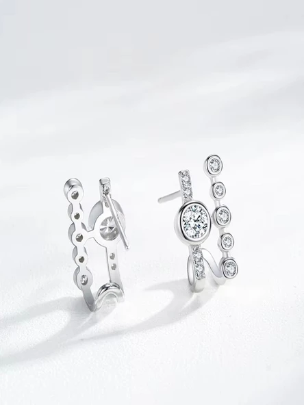 Timeless Series Stellar Elegance Kadın Gümüş Küpe - Resim 3