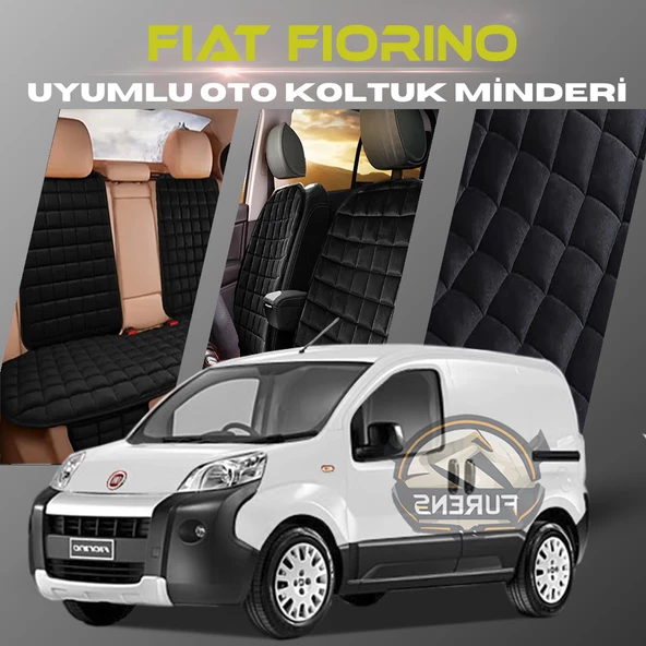 Fiat Fiorino Siyah Renk Tay Tüyü Cepli & Terletmez Sırtlı Oto Koltuk Minder Seti - Koltuk Koruma Kılıfı (ÖN & ARKA TAM SET) ürün görseli 1