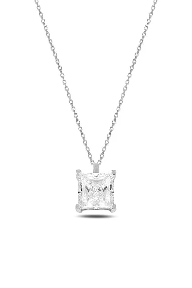 Gümüş Swarovski Zirconia Taşlı Kare Model Kadın Kolye ürün görseli 1