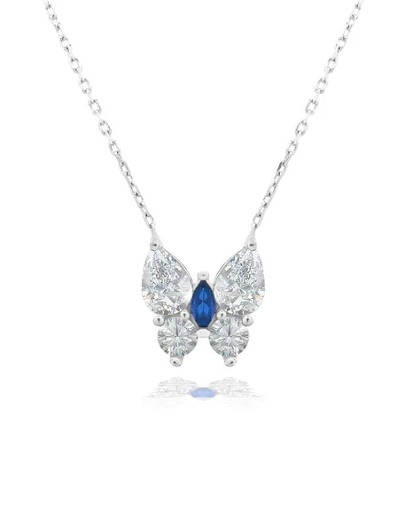 Safir Işıltılı Diamond Sevgi Kelebeği Kadın Gümüş Kolye ürün görseli 1