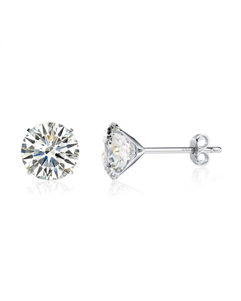 Diamond Serisi Tektaş Aşk Stylish/Night Gümüş Kadın Küpe 7 MM ürün görseli 1