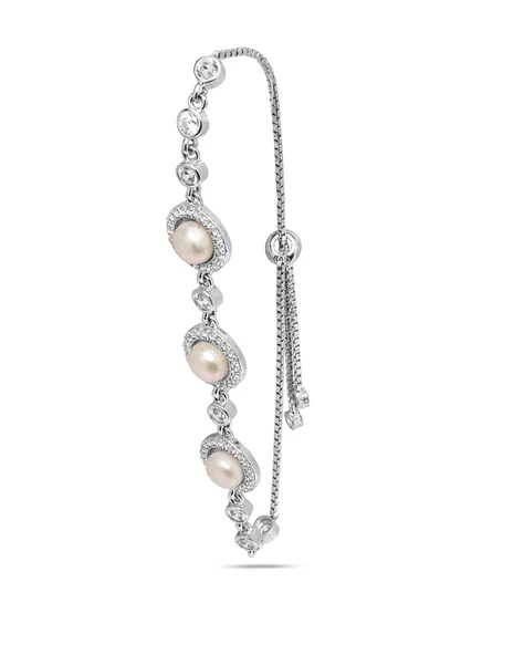 925 Ayar Gümüş Special Luxury Pearl Kadın Asansör Kilitli Bileklik ürün görseli 1