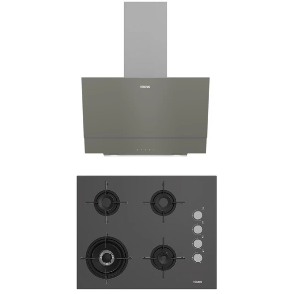 Altus 2'li Gri Cam Ankastre Set 510 G Davlumbaz - 189 Dg Woklu Cam Ocak ürün görseli 1