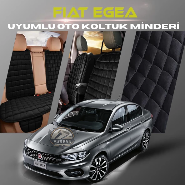 Fiat Egea Siyah Renk Tay Tüyü Cepli & Terletmez Sırtlı Oto Koltuk Minder Seti - Koltuk Koruma Kılıfı (ÖN & ARKA TAM SET) ürün görseli 1