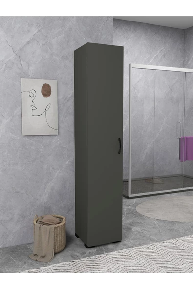 IRMAK DÜNYASI Irmak Mobilya Tek Kapaklı 5 Raflı Çok Amaçlı Banyo Mutfak Kiler Dolabı Tek Kapılı Dolap ürün görseli 1