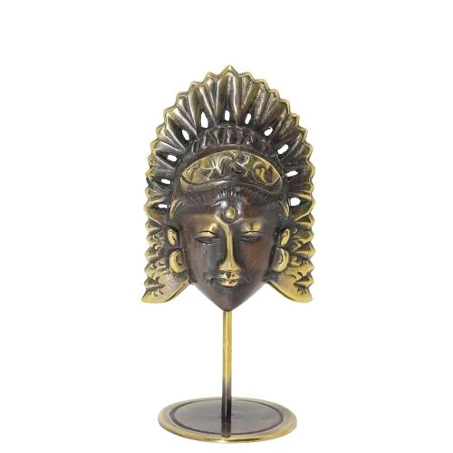 Masaüstü Pirinç Buddha Mask Figür - Resim 2